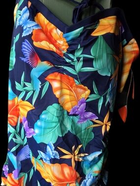 Catalina Navy Tropical Floral One-Piece with Orange and Teal Accents